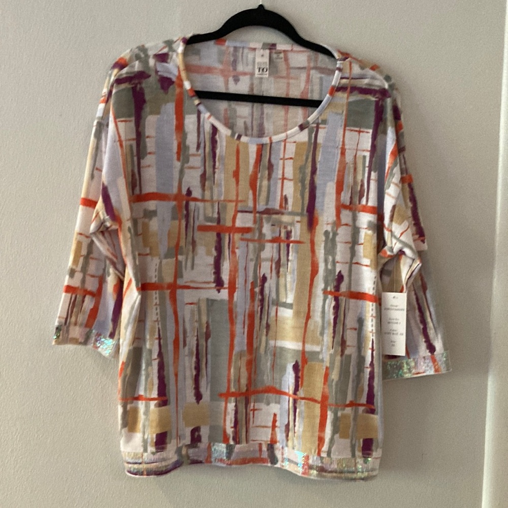 NWT Thomas and Olivia multicolored Sequin Pull over shirt M
